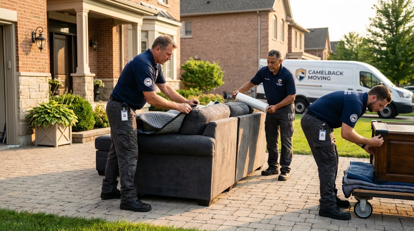 Large estate moving crew wrapping furniture in New Ellenton, SC